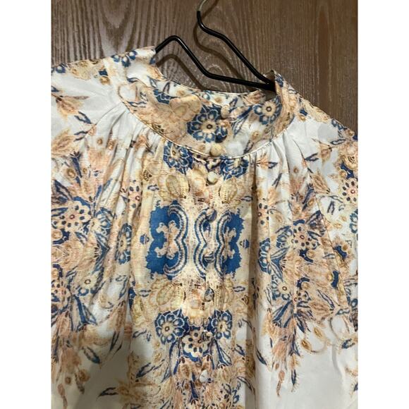 L'ATISTE by Amy Button 1X Mandarin Collar Satin Printed Dress Blouse Brand New - Picture 11 of 16